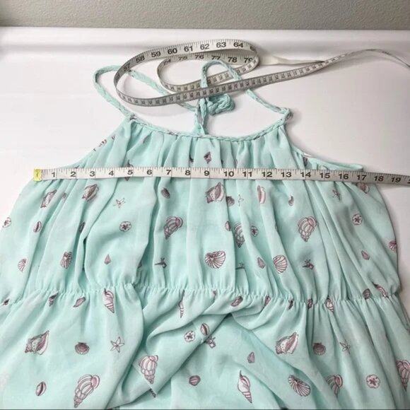 Wildfox Maxi Dress Blue Seashell Beach Theme Print Goddess, Size S - Picture 10 of 10